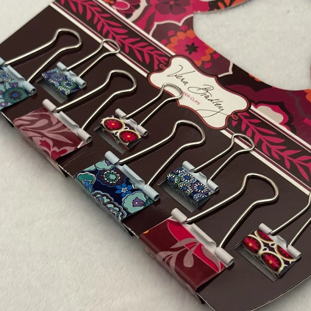 {NWT} Vera Bradley | Carnaby Blue Rhapsody Retired Metal Binder Clips Set (8pc)